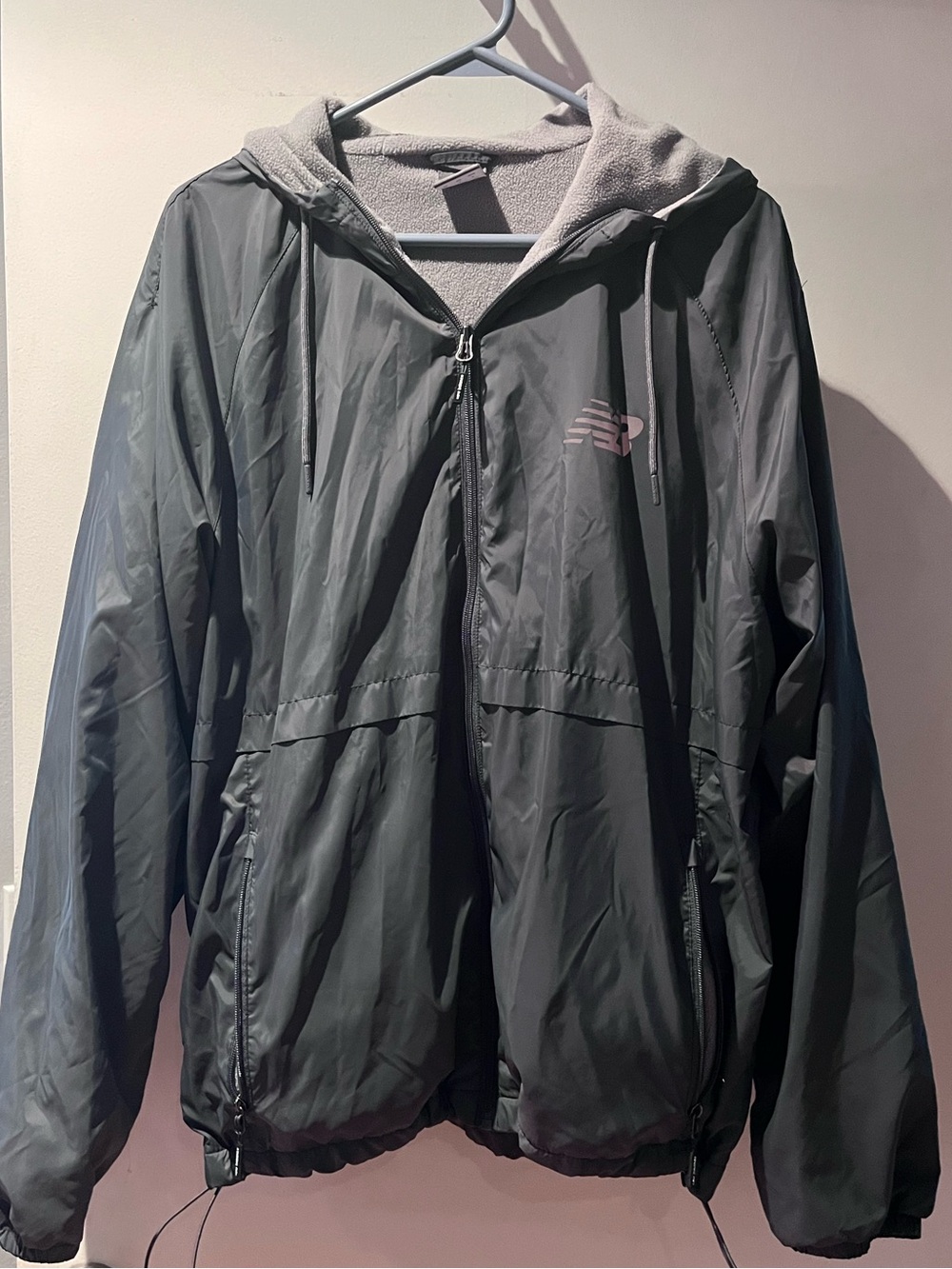New Balance Gray Fleece-Lined Jacket with Hood